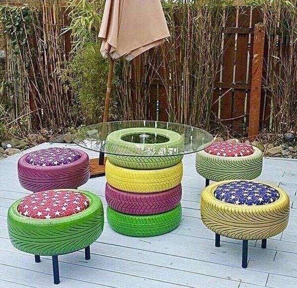 Handmade Tyre Ottoman