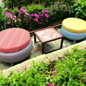 Low Tyre Cushion Seating Set with Table